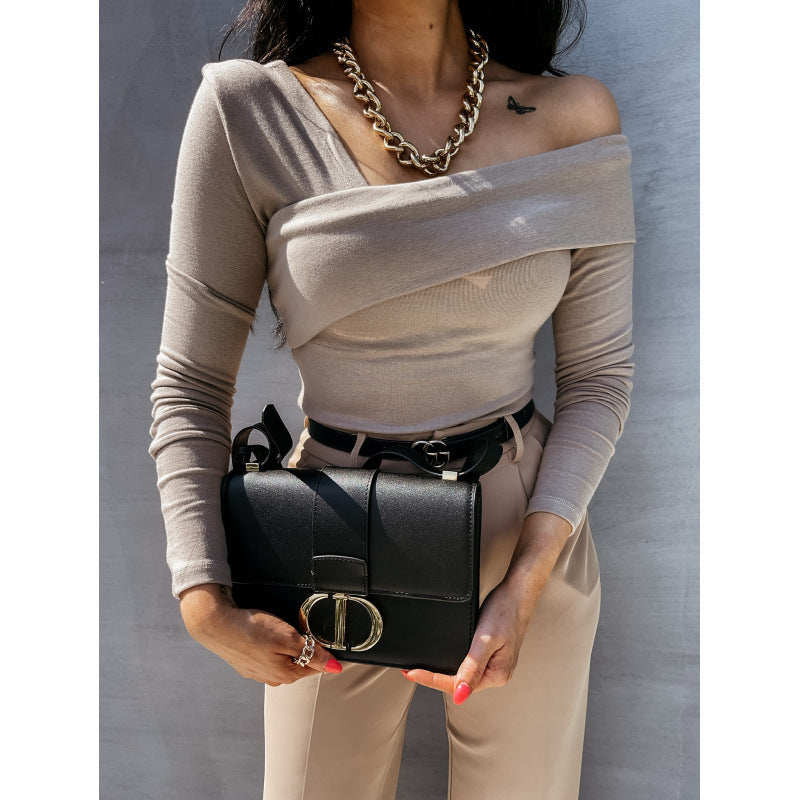 Femme asymmetrisk Off-Shoulder Langærmet top Stilla