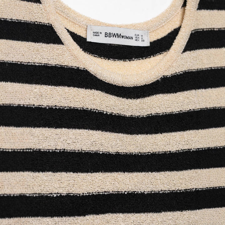Femme Stribet Maxikjole med Plisseret Design Stilla