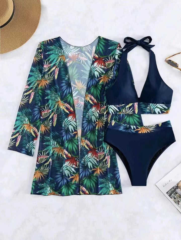 Dame bikiniset med blomster kaftan Stilla