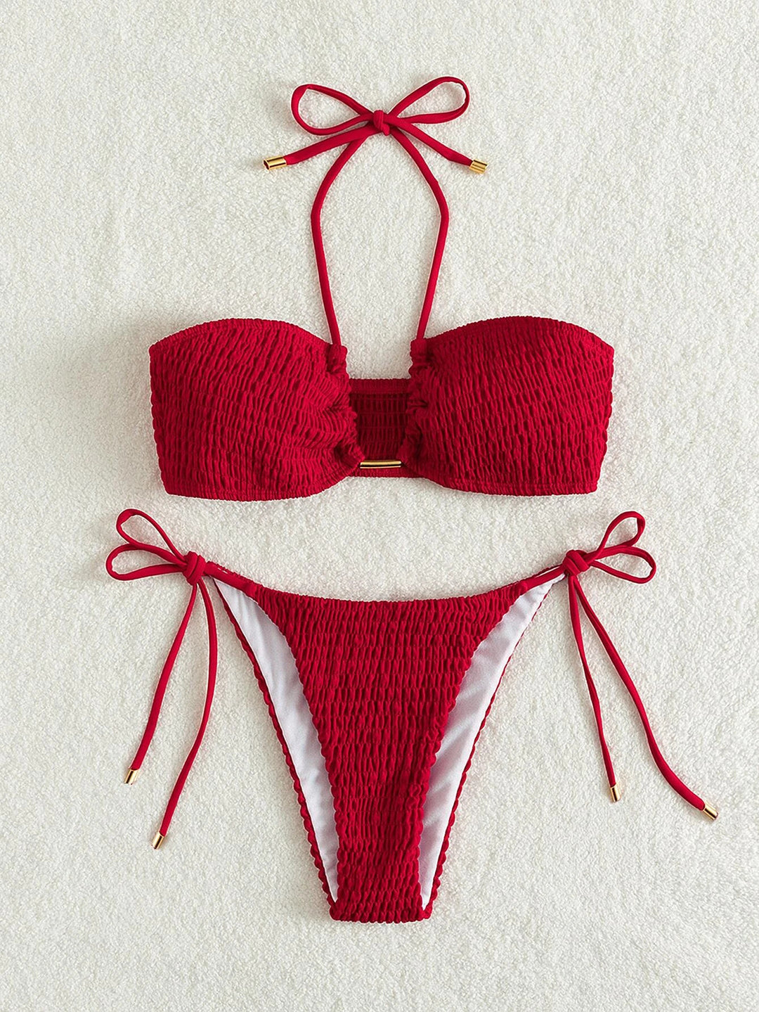 Dame Bandeau-Bikini med justerbare stropper og rynker Stilla