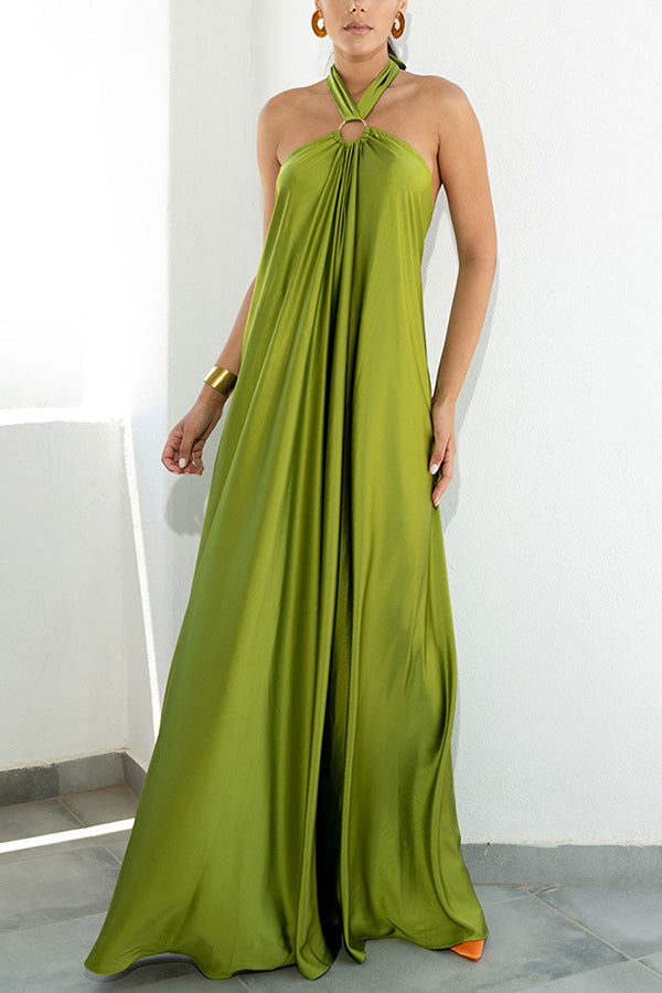 Stilla | Ring Halter Neck Rygløs Maxi Kjole