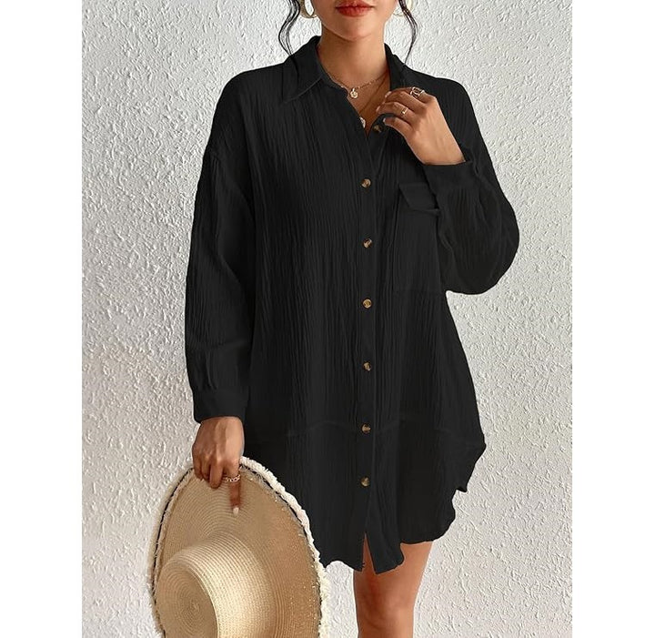 Dame Langærmet skjorte i rummelig oversized stil med knapdetaljer Stilla