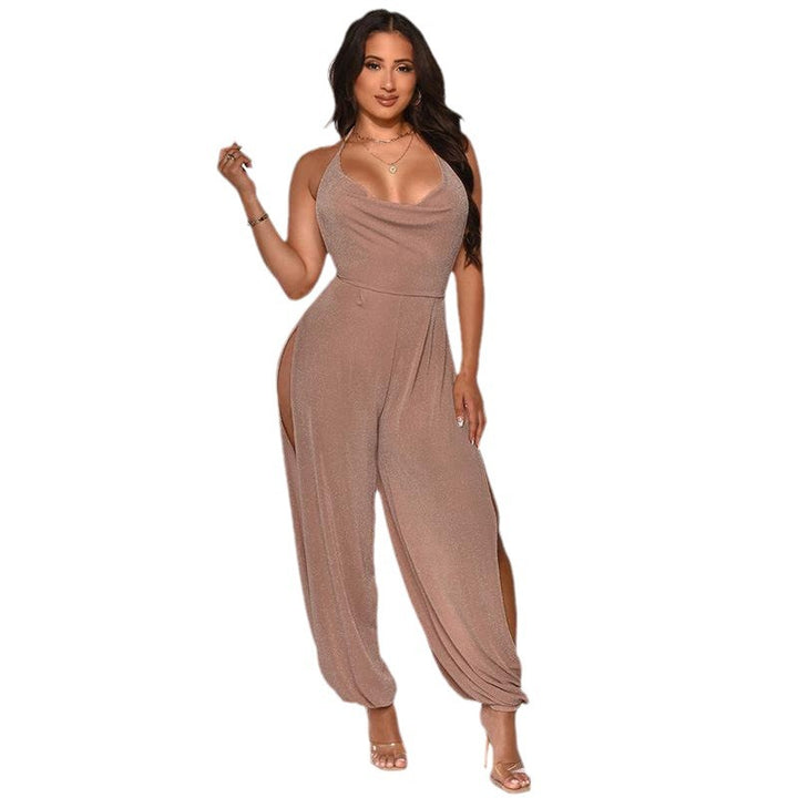 Dame Glamourøs Jumpsuit med dyb udsnit og sidelæg Stilla