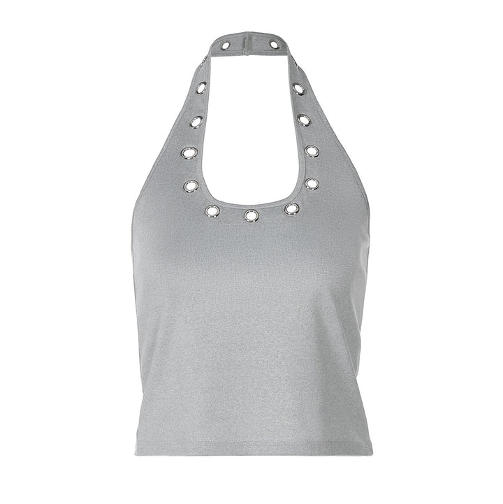 Dame sporty top med mode detaljer og dyb udskæring Skovae
