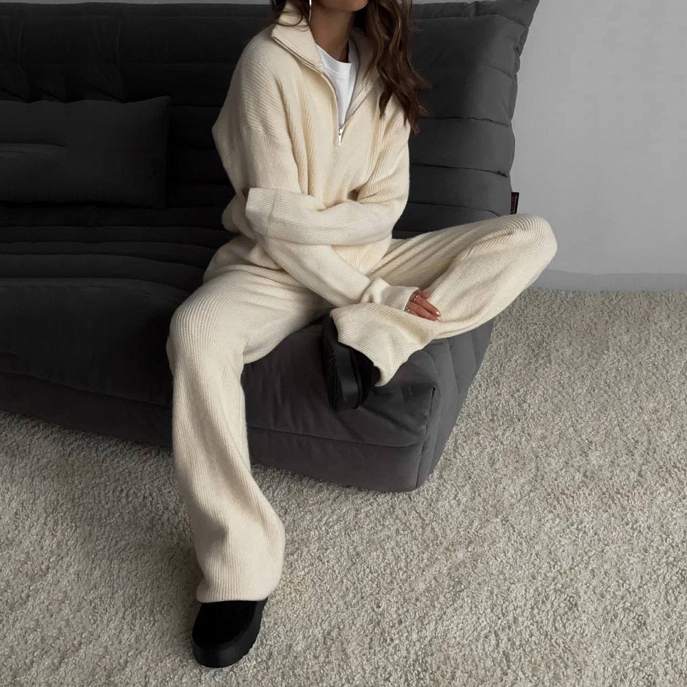 Stilla | Stilfuld Half-Zip Krave Strikket Sæt