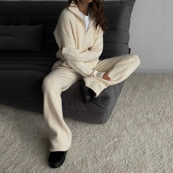 Stilla | Stilfuld Half-Zip Krave Strikket Sæt