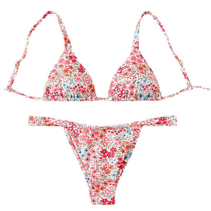 Dame triangel-bikini med elegant blomster mønster Skovae