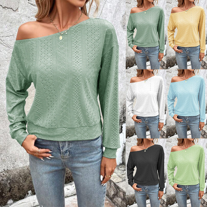 Dame Off-Shoulder Top med fin hulmønstring Stilla
