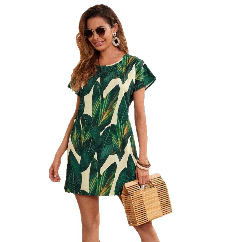 Dame Tropical Print Shift Kjole Stilla