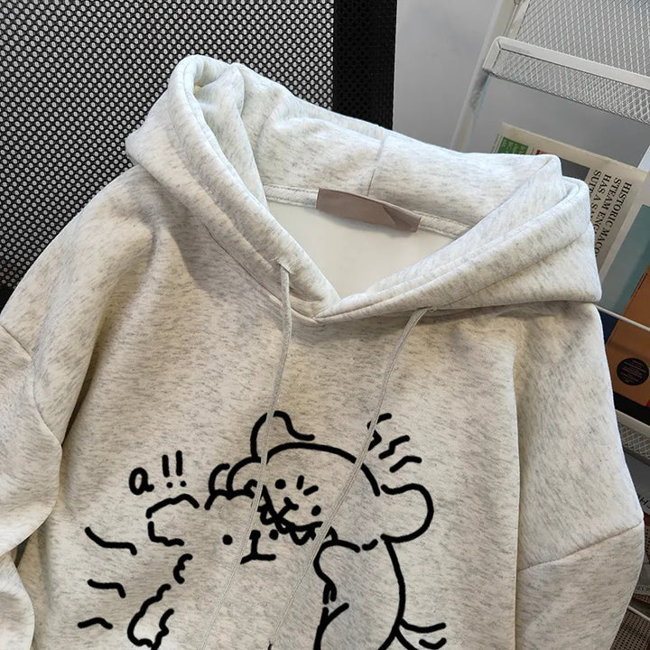 Kvinders hætte sweatshirt med kreativt dyre design Stilla