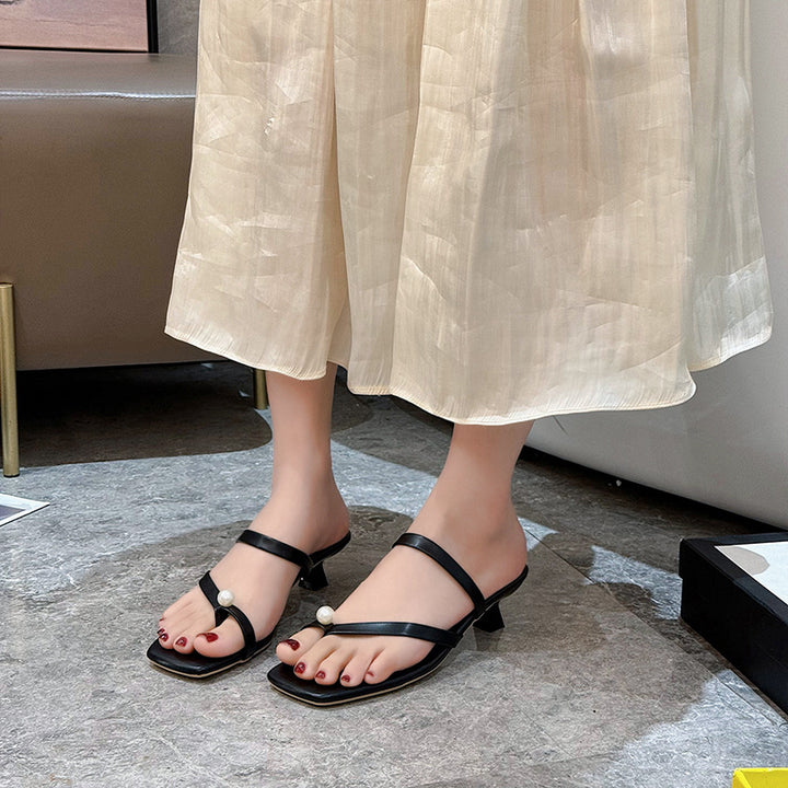 Dame Elegante Strappy Blockhæle Slide Sandaler Stilla