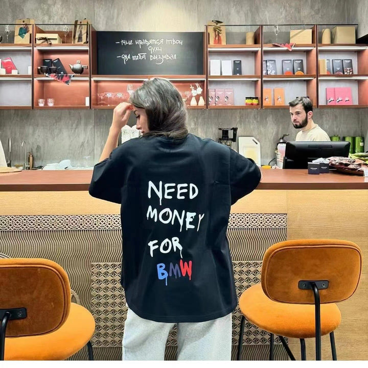 Dame Statement T-shirt med kreativt slogan og afslappet snit Stilla