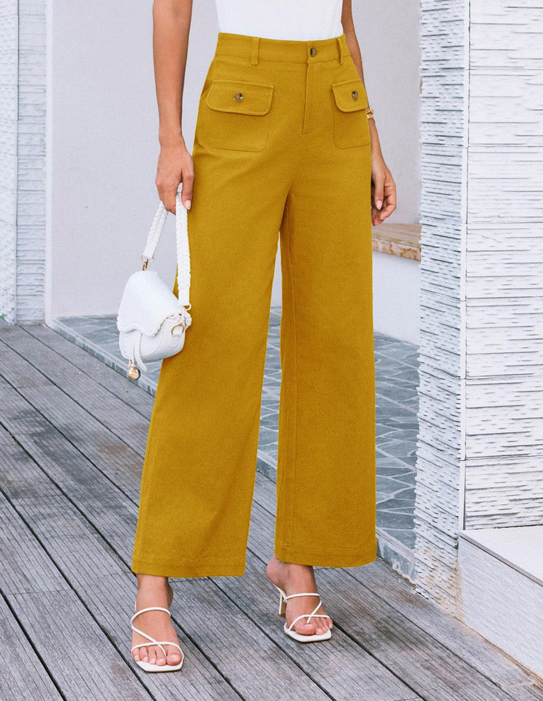 Dame Bred High-Waist-Bukser med Lommer Stilla