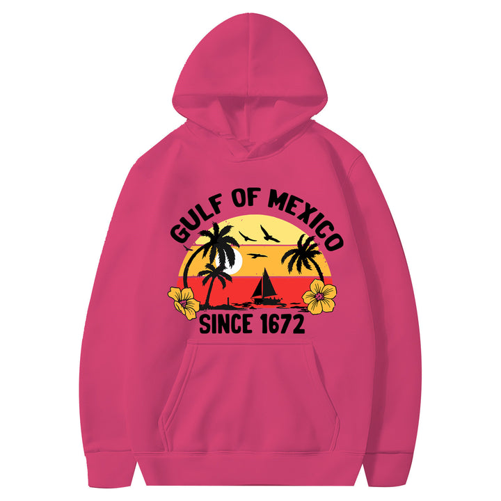 Dame hoodie med kreativt strandmotiver og højkvalitetsstof Skovae