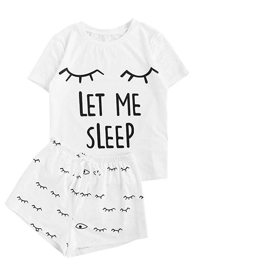 Dame Pyjamasæt med humoristisk print og behagelig pasform Skovae
