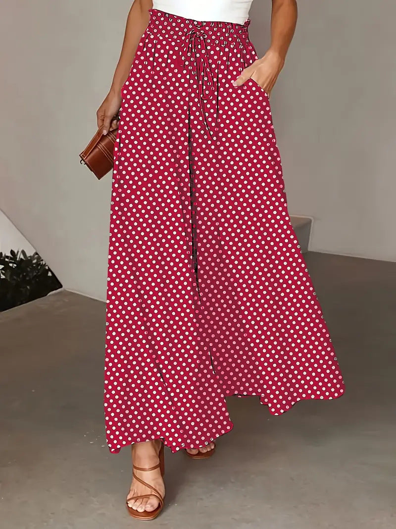 Femme Høj Talje Bred Ben Polka Dot-Bukser Stilla