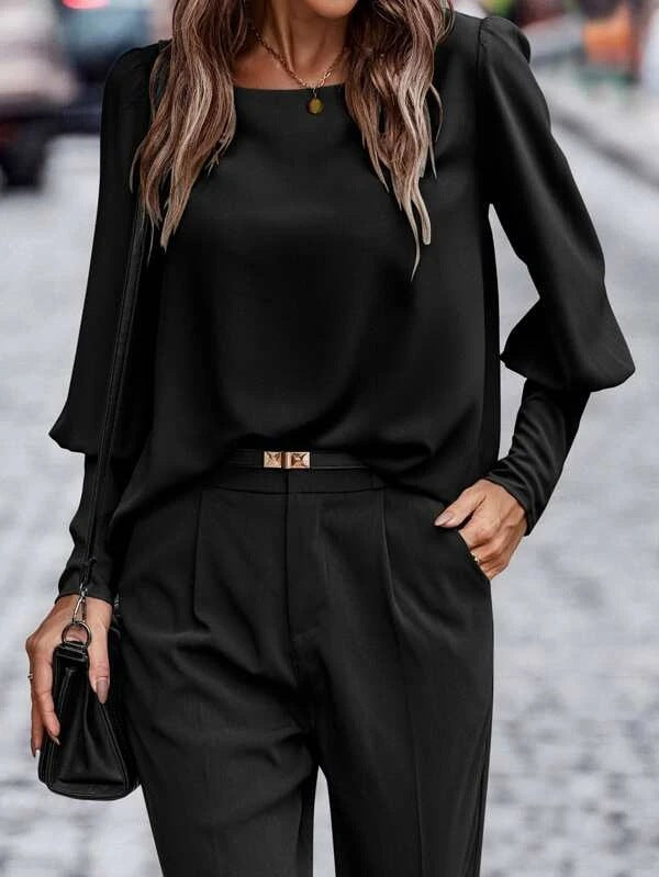 Dame elegant puffermet bluse Stilla