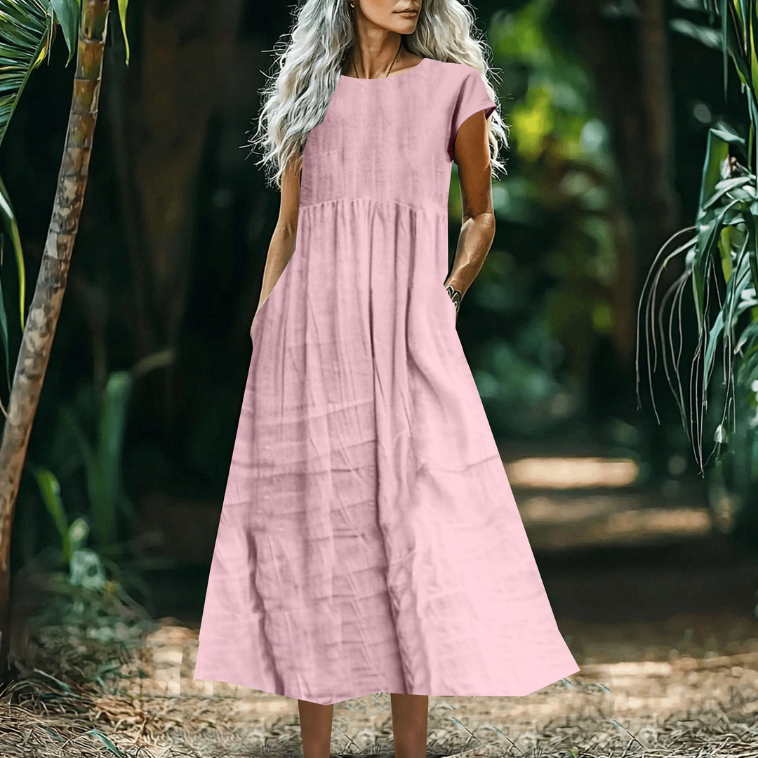Dame Casual Maxi Kjole med Lomme-Detail Stilla