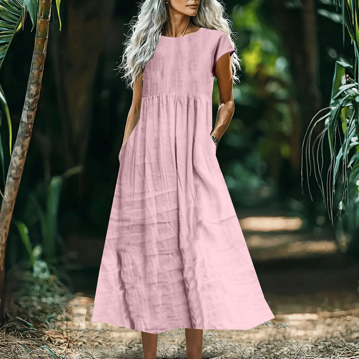 Dame Casual Maxi Kjole med Lomme-Detail Stilla