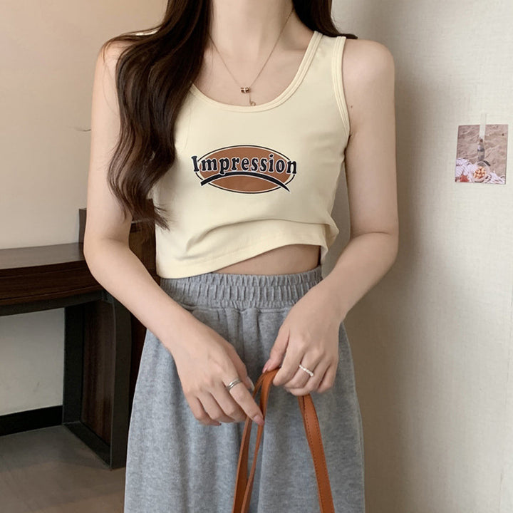 Dame Cropped Graphic Tank Top med moderne tryk Stilla