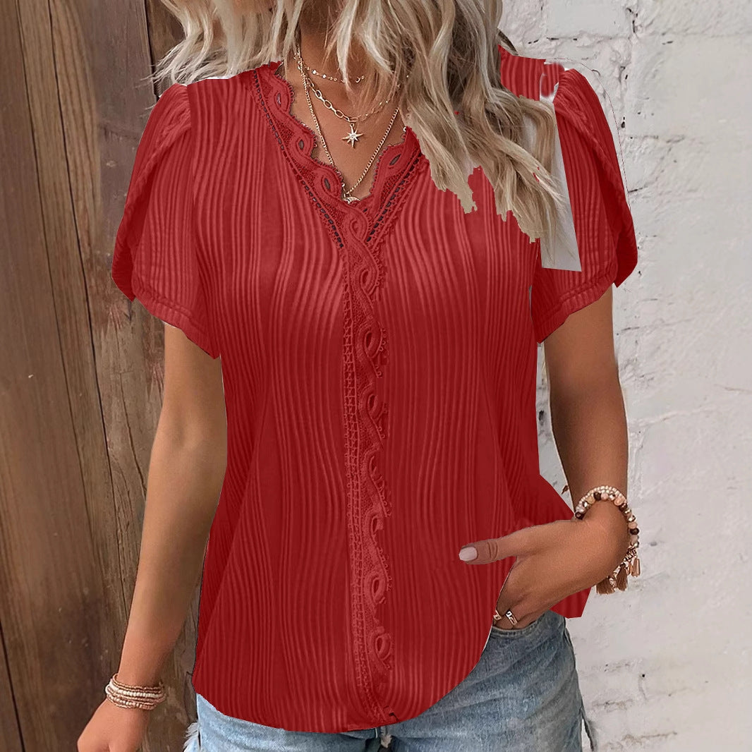 Damebluse med knapliste og spids Stilla