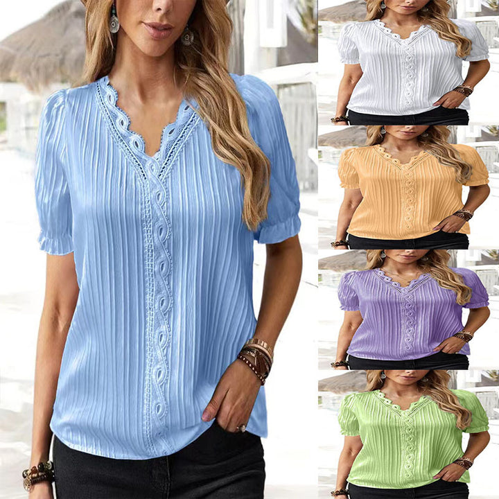 Dame struktureret spidsbort-bluse Stilla