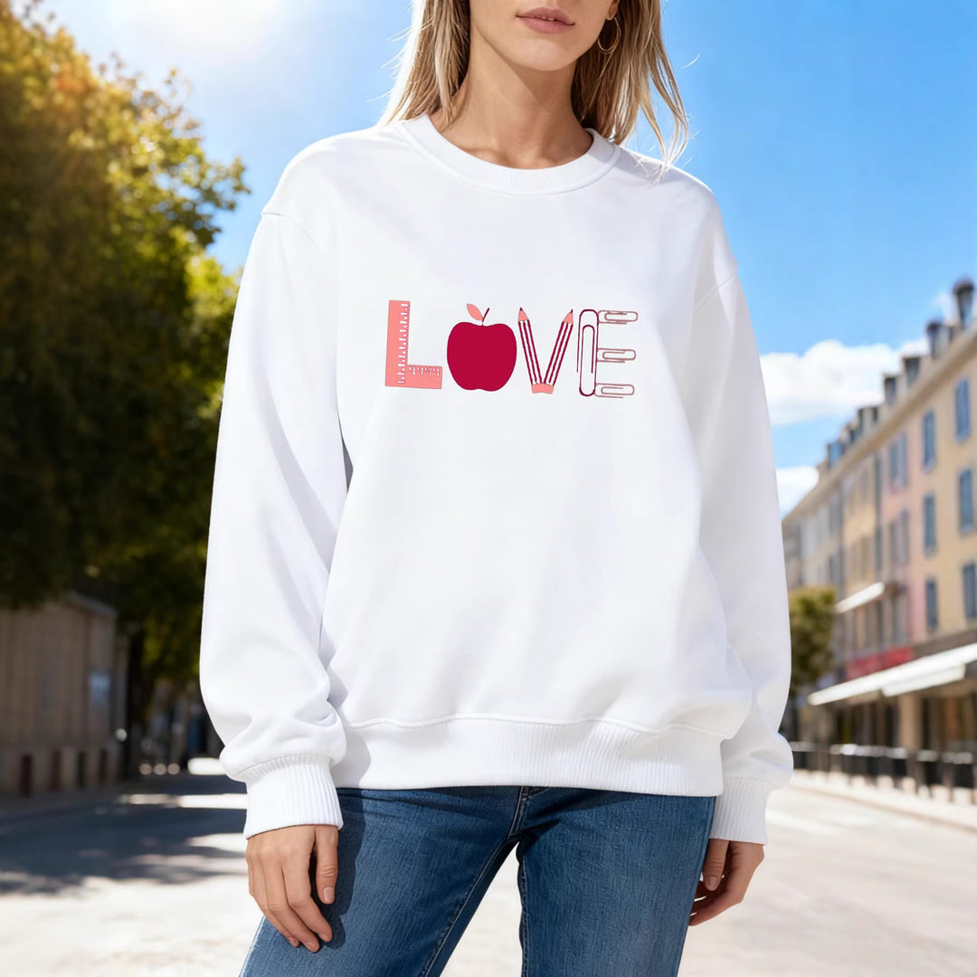 Kvinders sweatshirt med kreativ kærlighedsmotiv Stilla