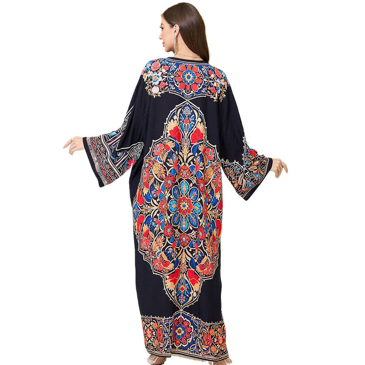 Dame Maxi-Kaftan med farverigt floralt broderedesign Stilla