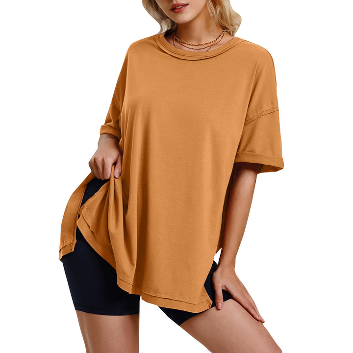 Dame afslappet oversized T-shirt med sidelommer og rund halsudskæring Stiila