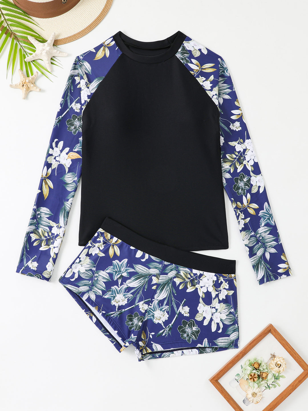 Dame svømmetop og shorts-sæt med blomstermønster Stilla