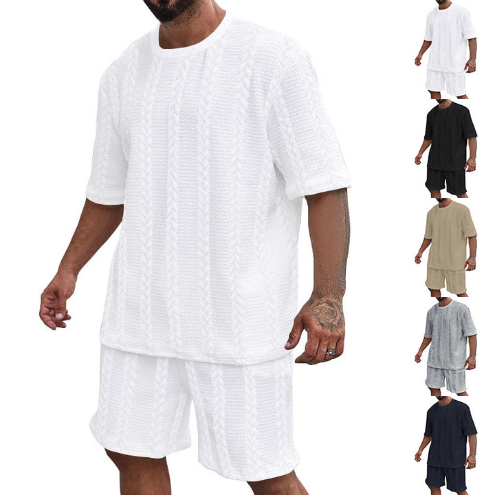 Herre afslappet strik sæt med oversized T-shirt og shorts Stilla