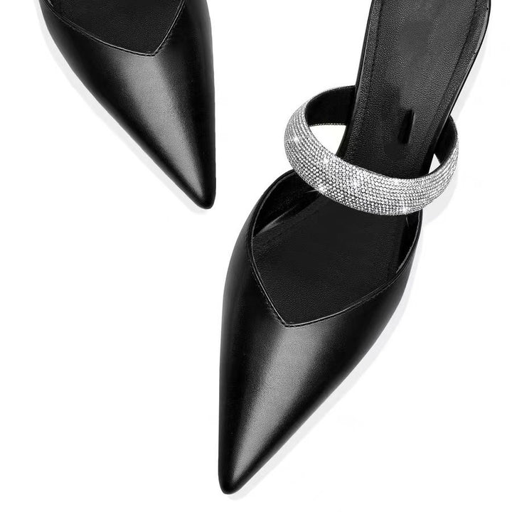 Femme Spitz-Tå Slingback-Hæle med Strass-Accentbånd Stilla