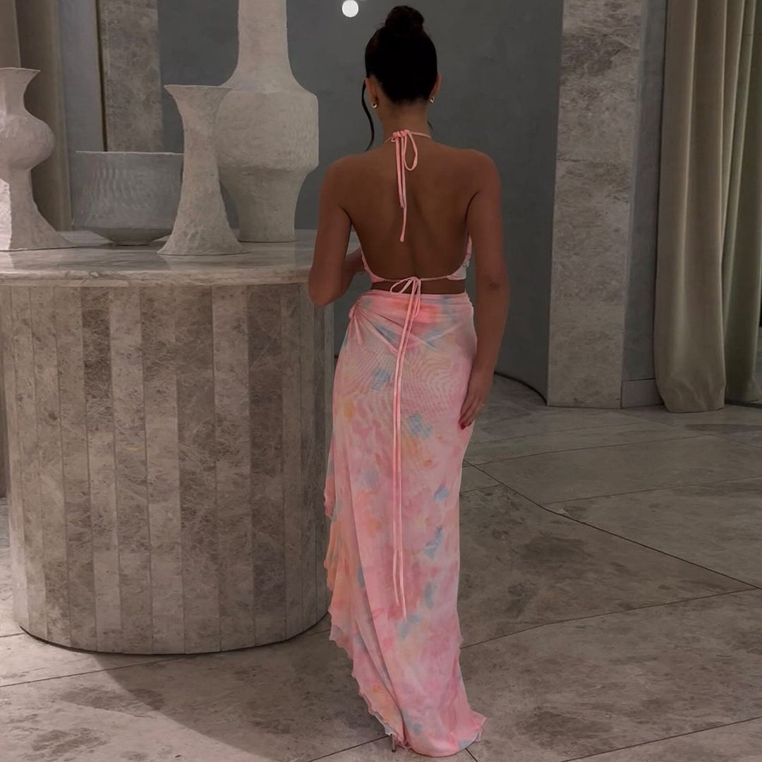 Dame Elegant omslagskjole med flydende materiale og asymmetrisk søm Stilla