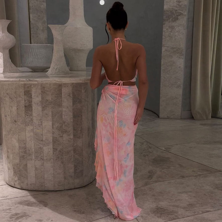 Dame Elegant omslagskjole med flydende materiale og asymmetrisk søm Stilla