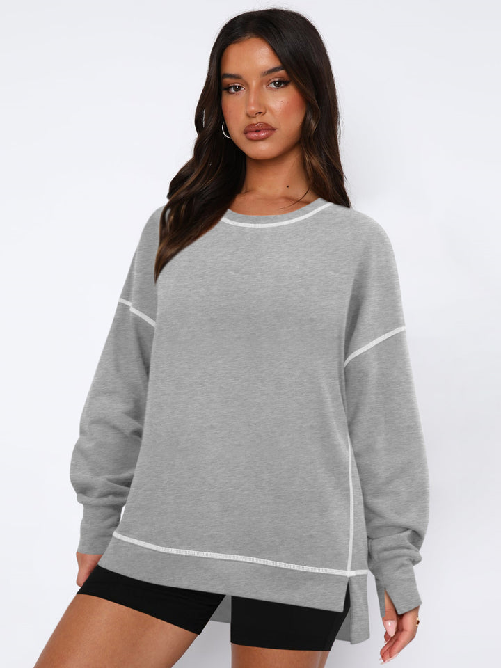 Dame afslappet sweatshirt med fashionabel pasform og overdimensionerede ærmer Stilla