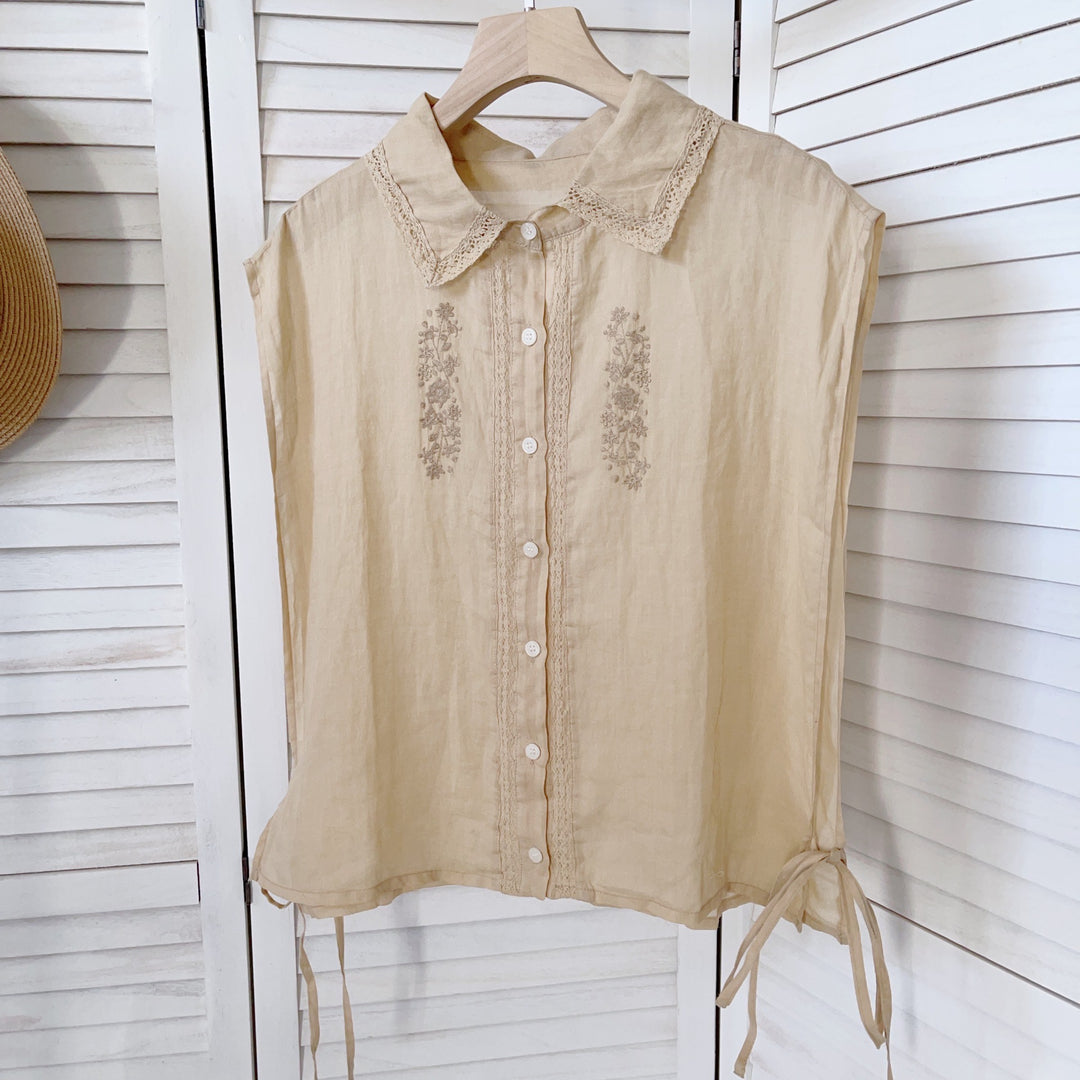 Femme Elegante Kortærmet bluse med omfattende broderi Stilla