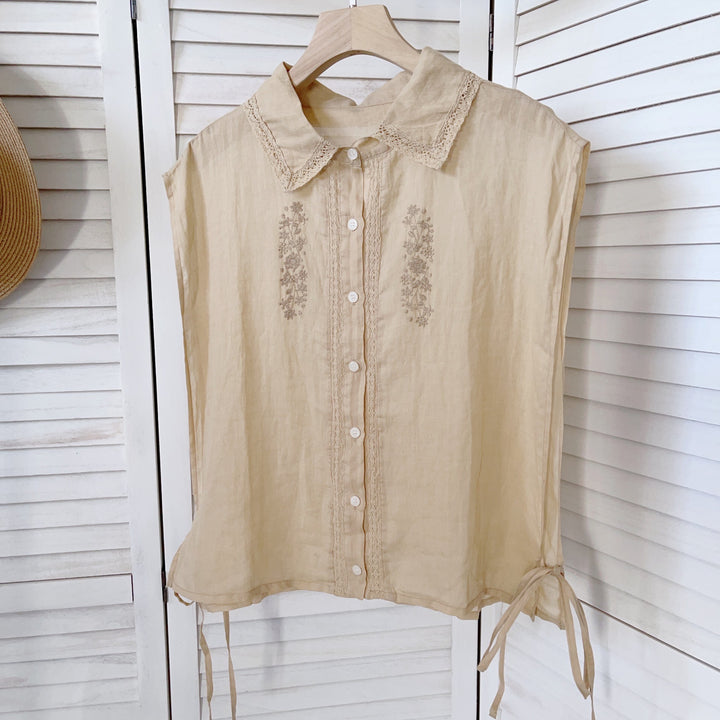 Femme Elegante Kortærmet bluse med omfattende broderi Stilla