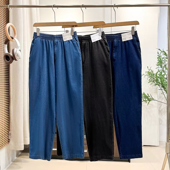 Kvindernes behagelige bredskårne jeansbukser med elastisk talje Stilla