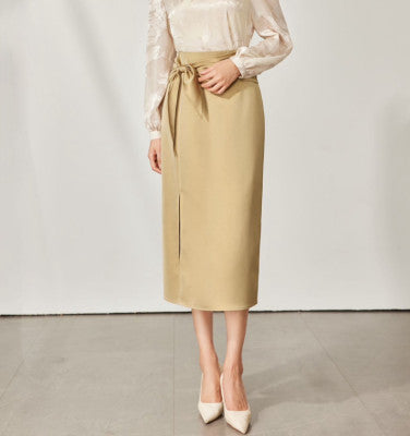 Dame Midi-nederdel med elegant indpakningslook og sidelæg Stilla