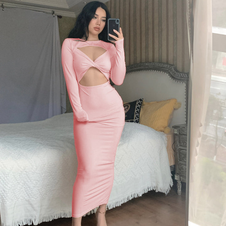 Dame Elegant asymmetrisk maxikjole med cut-out-detaljer Stilla