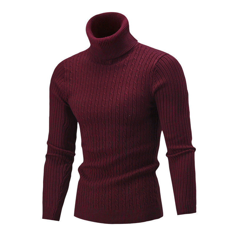 Herre elegant rullekravepullover med struktureret ribdesign og tætsiddende pasform Stilla