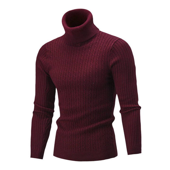 Herre elegant rullekravepullover med struktureret ribdesign og tætsiddende pasform Stilla