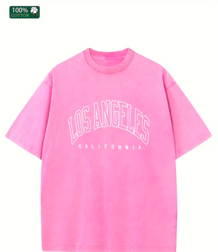 Dame Oversized T-Shirt med nostalgisk Los Angeles print og afslappet snit Stilla