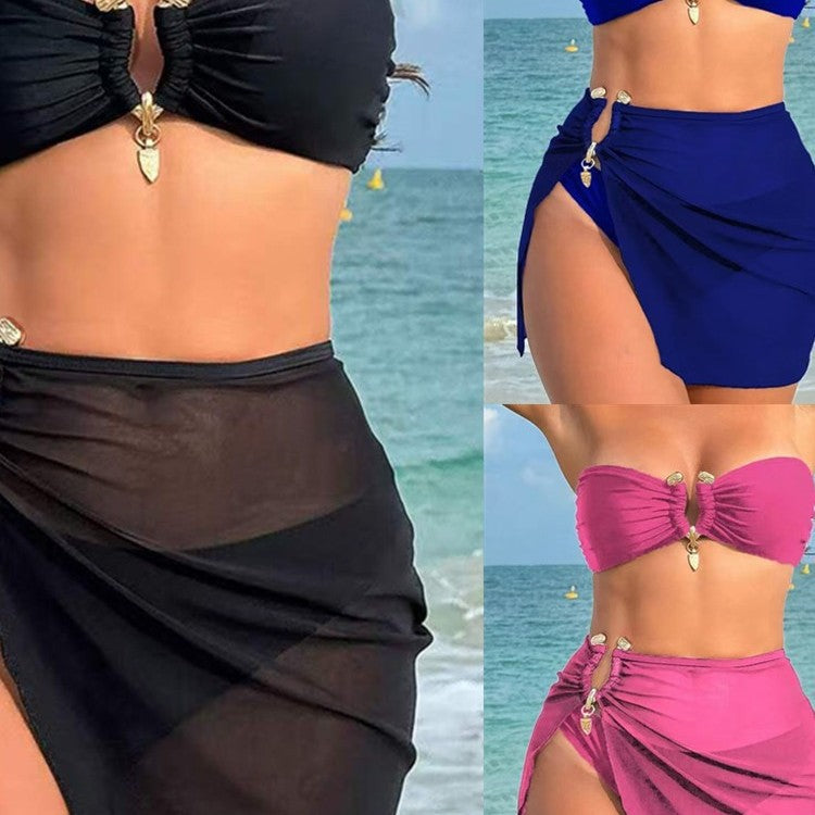 Dame bikini-sæt med elegant bandeau-top og mode vikleskørt Stilla