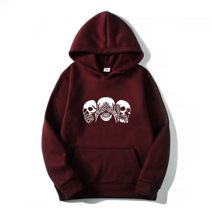 Kvindernes hoodie med kunstnerisk kranie design Skovae