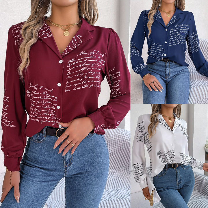 Damer Elegant Bluse med håndskrevet mønster Stilla
