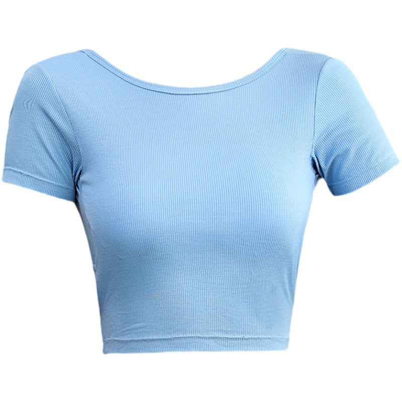 Damer Sportsligt Kortærmet Crop-Top med fugtregulerende funktionsmateriale og figurskabende design Stilla
