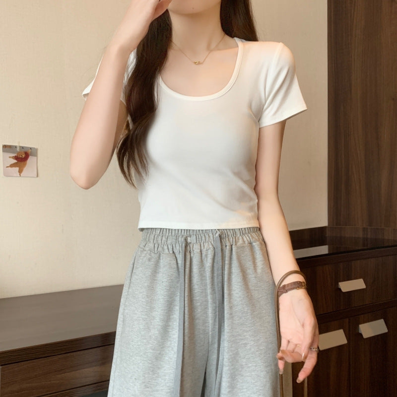 Dame Kortærmet Rundhalset Crop Top Stilla