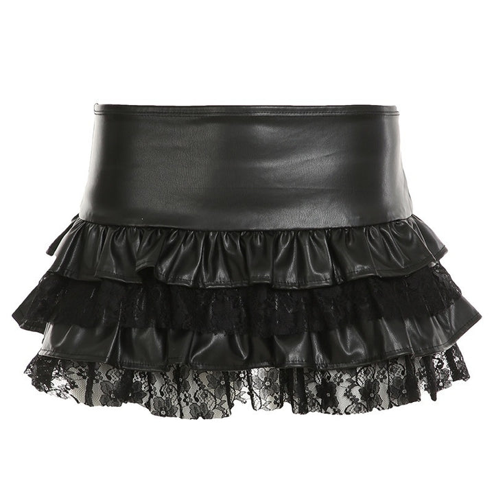 Dame Mini nederdel med ruffle detaljer og spidse accenter Skovae