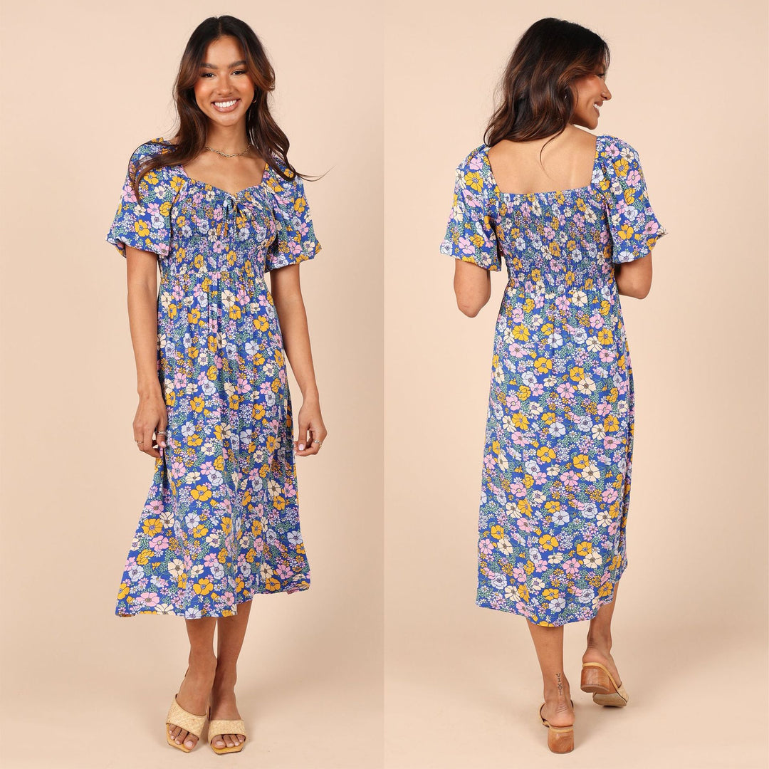 Dame Floral Print Ruffle Maxi Kjole Stilla